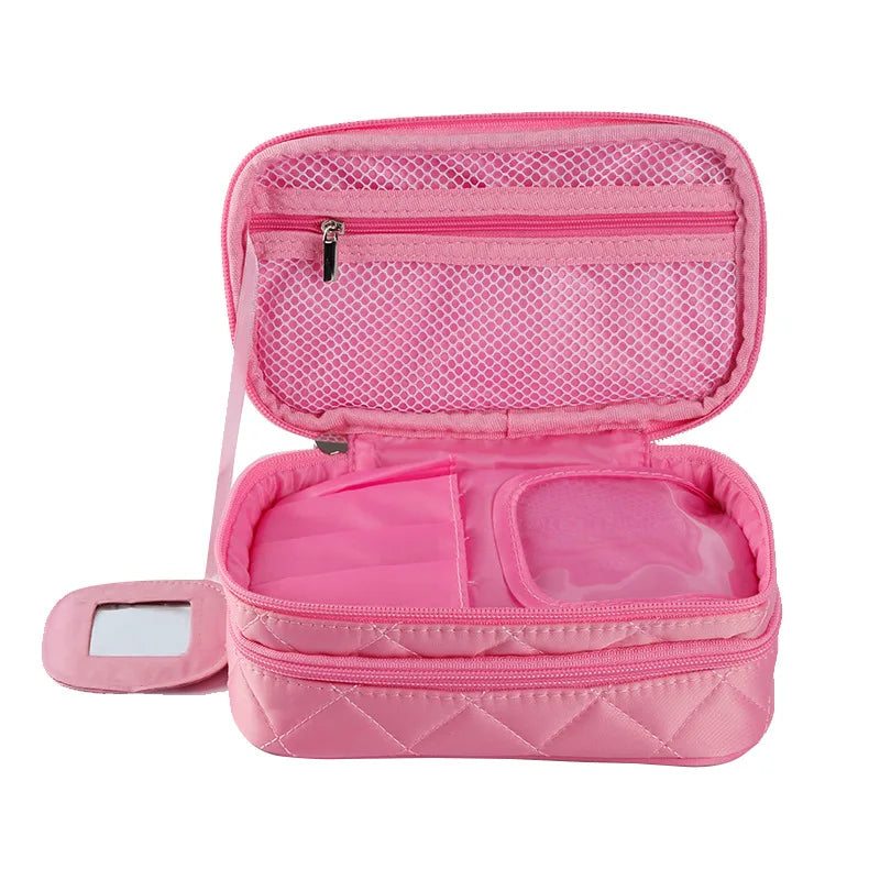 New Cosmetic Bag Portable Cosmetic Storage Bag Simple Large-Capacity Travel Double Zipper Makeup Pouch Waterproof Wash Bag