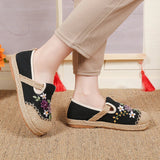 New Embroidery Flowers Flats for Women 2023 Autumn Comfortable Canvas Casuals Shoes Woman Chinese Style Espadrille Shoes Female