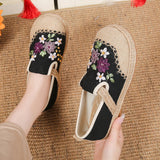 New Embroidery Flowers Flats for Women 2023 Autumn Comfortable Canvas Casuals Shoes Woman Chinese Style Espadrille Shoes Female