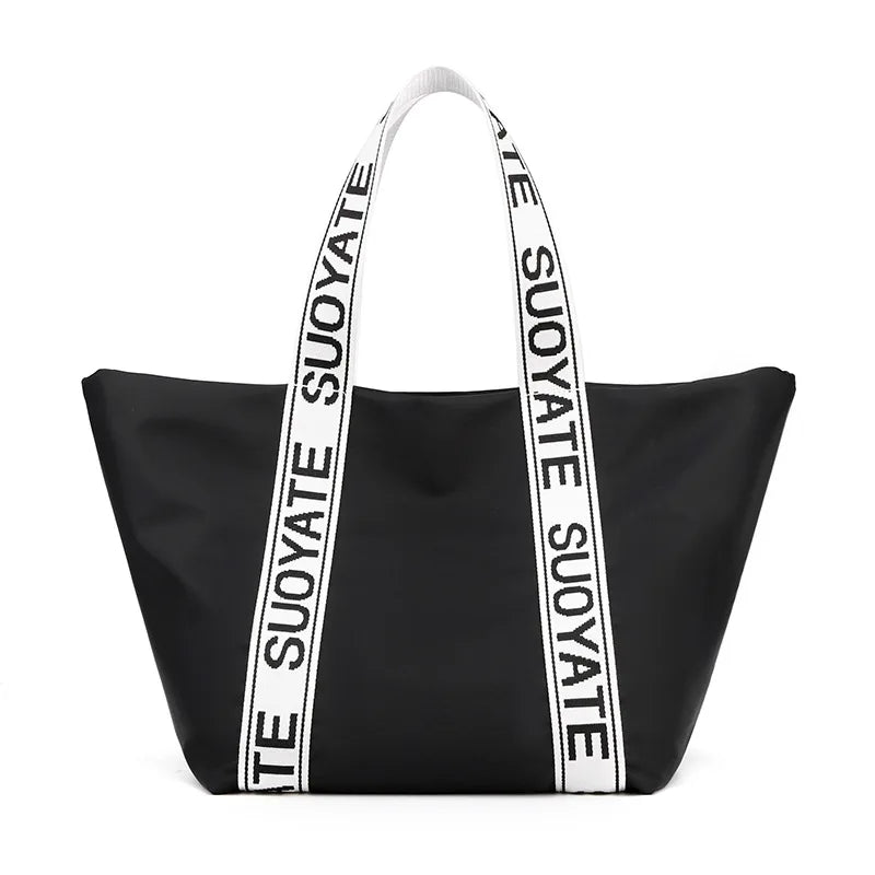 New Fashion Women's Large Shopping Bag Black Letters Handbag Women's Travel Bag