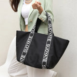 New Fashion Women's Large Shopping Bag Black Letters Handbag Women's Travel Bag