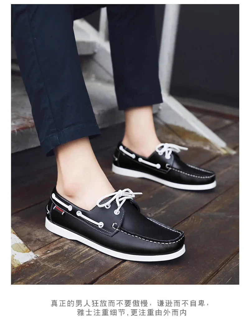 New Genuine Leather Loafers Men Moccasin Sneakers Driving Shoes Causal Men Shoes Women Footwear Docksides Classic Boat Shoes