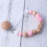 New Handmade Beech Pacifier Clips Holder Chain Silicone