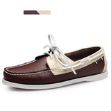 New Leather Men Casual Shoes Fashion Docksides Boat Shoes England Men's Flats Lace Up Men Loafers Breathable Handmade Moccasins