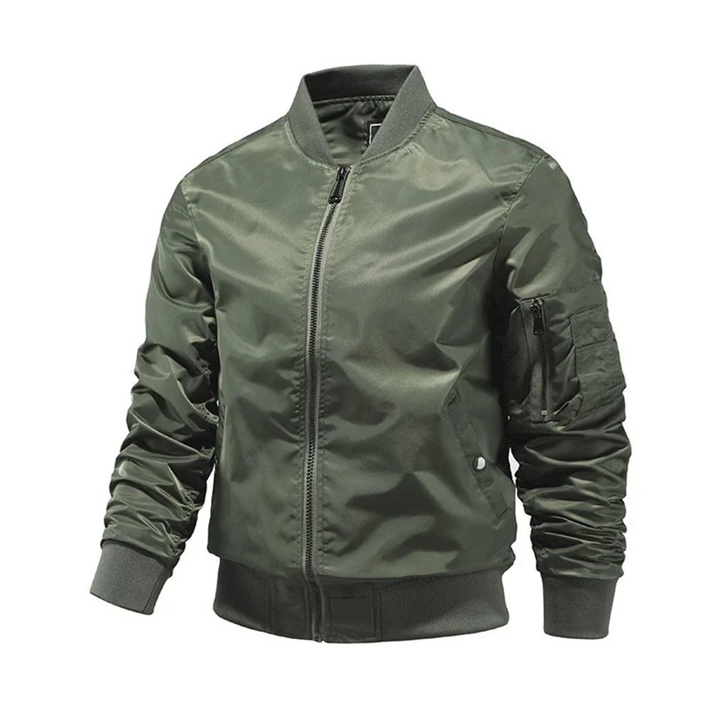 New Military Jackets Men Solid Color Bomber Jacket