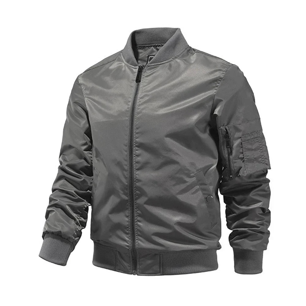 New Military Jackets Men Solid Color Bomber Jacket