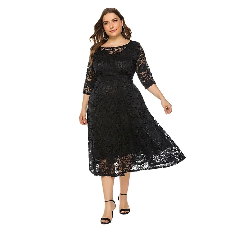 New Women Lace Plus Size Medium Length Evening