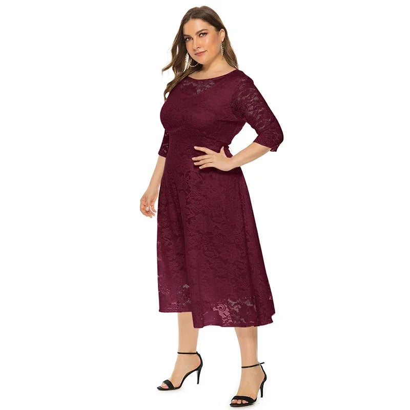 New Women Lace Plus Size Medium Length Evening