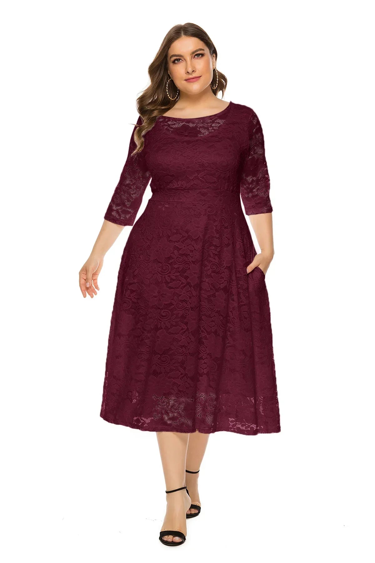 New Women Lace Plus Size Medium Length Evening