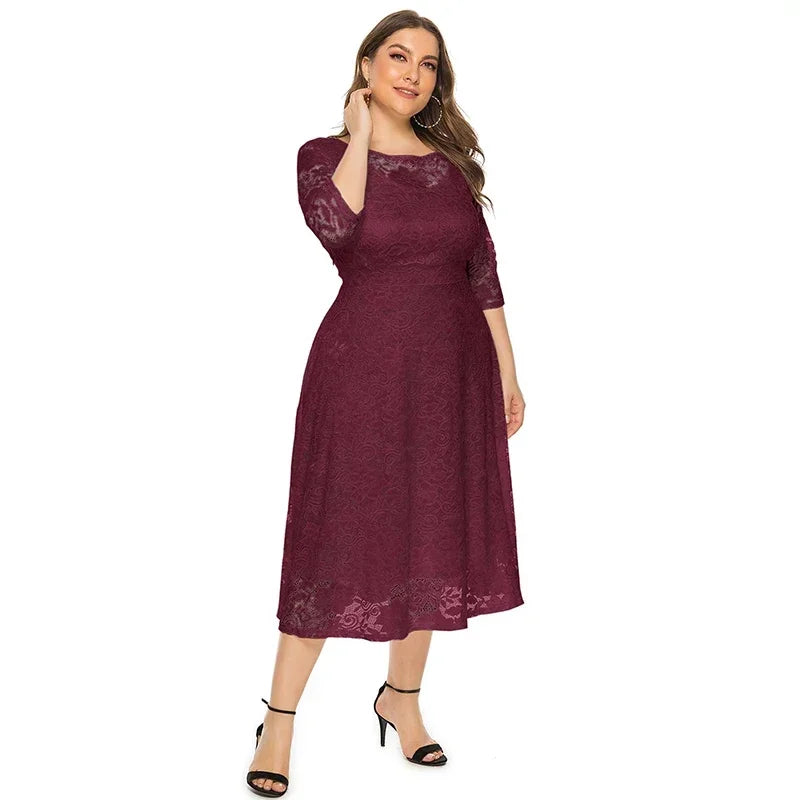 New Women Lace Plus Size Medium Length Evening