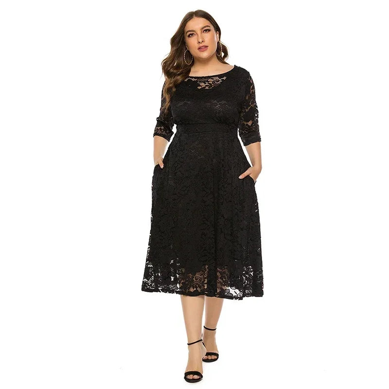 New Women Lace Plus Size Medium Length Evening