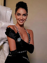 New Women Luxury Sexy Backless Sequined Sparkly Split