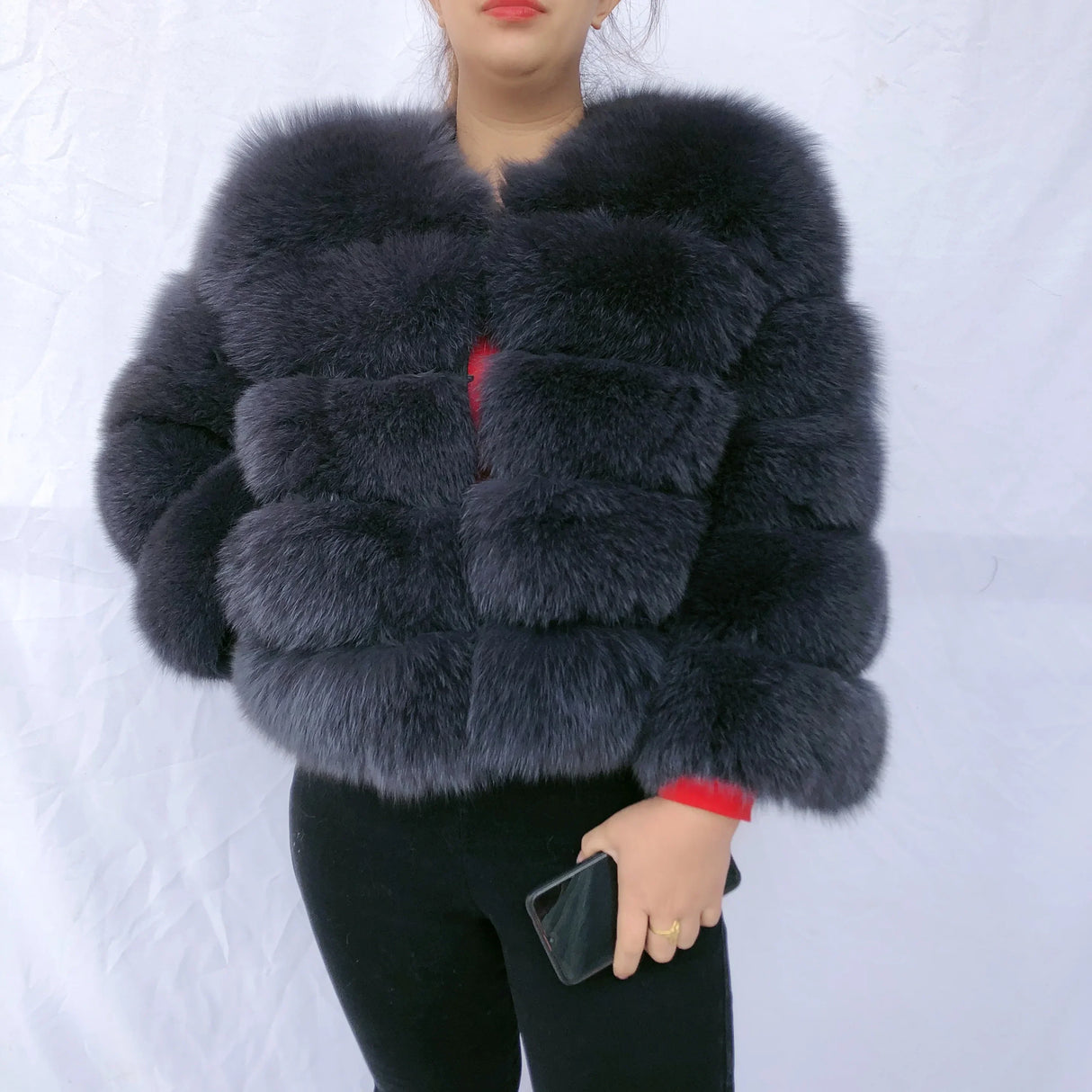 New real fox fur coat women's winter warm