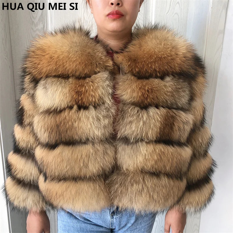 New real fox fur coat women's winter warm