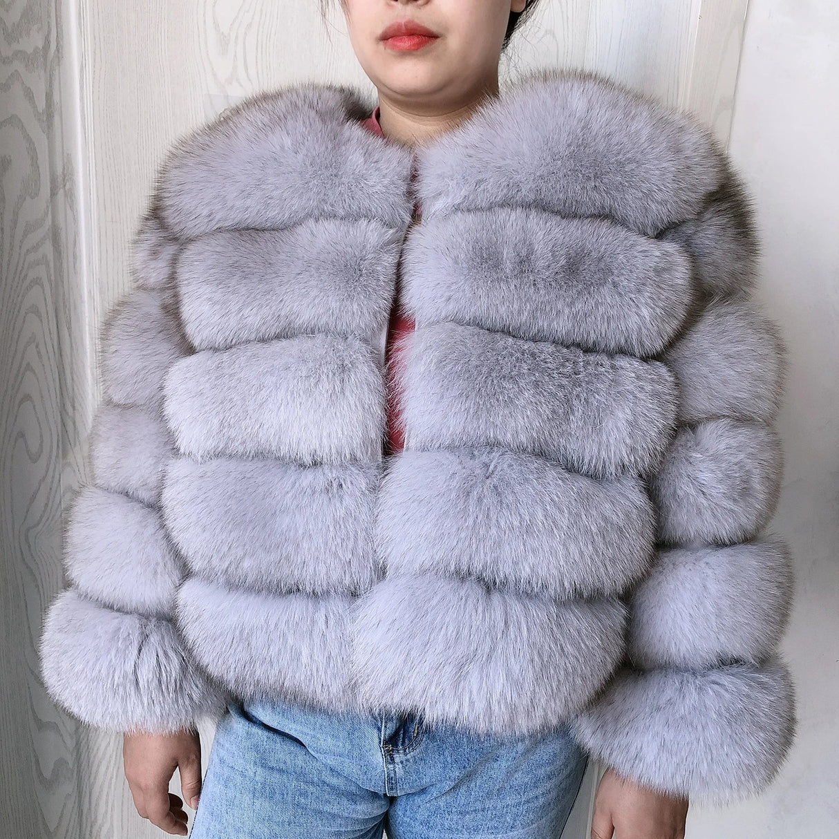 New real fox fur coat women's winter warm