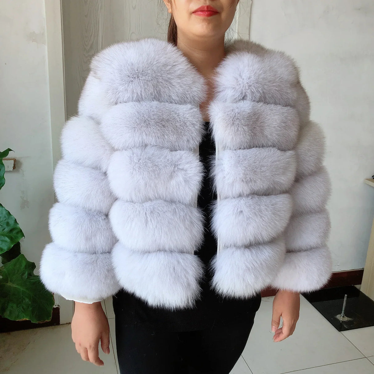 New real fox fur coat women's winter warm