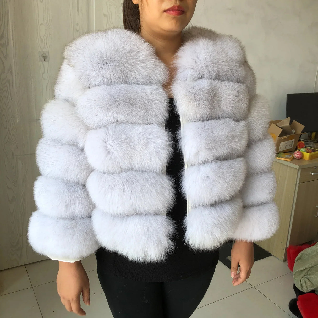 New real fox fur coat women's winter warm