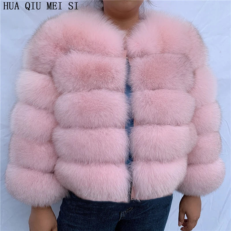 New real fox fur coat women's winter warm