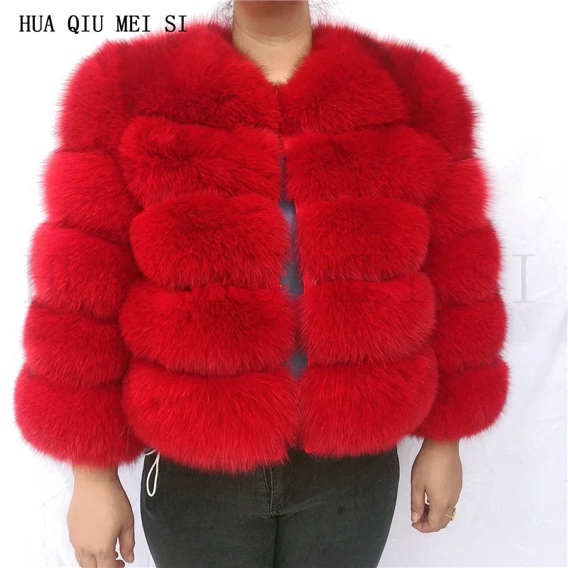 New real fox fur coat women's winter warm