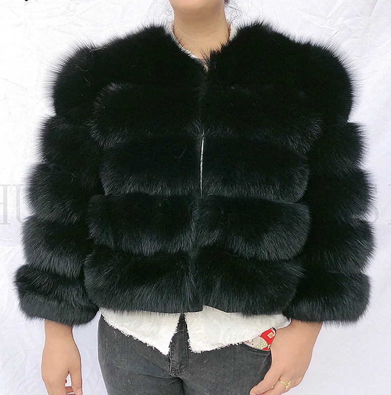 New real fox fur coat women's winter warm