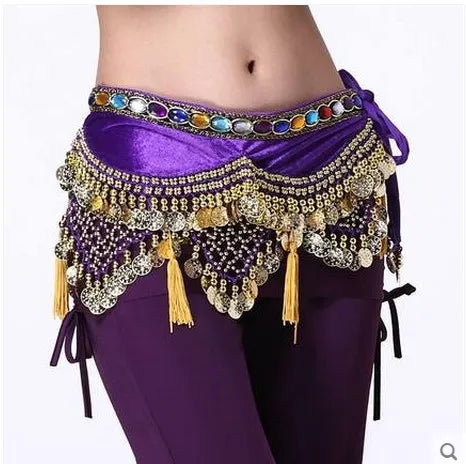 New style Belly dance costumes velvet lantern gold