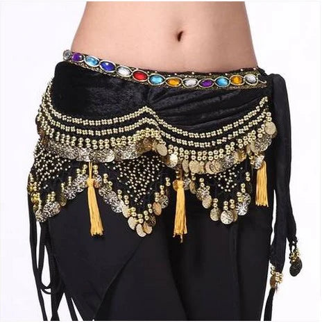 New style Belly dance costumes velvet lantern gold