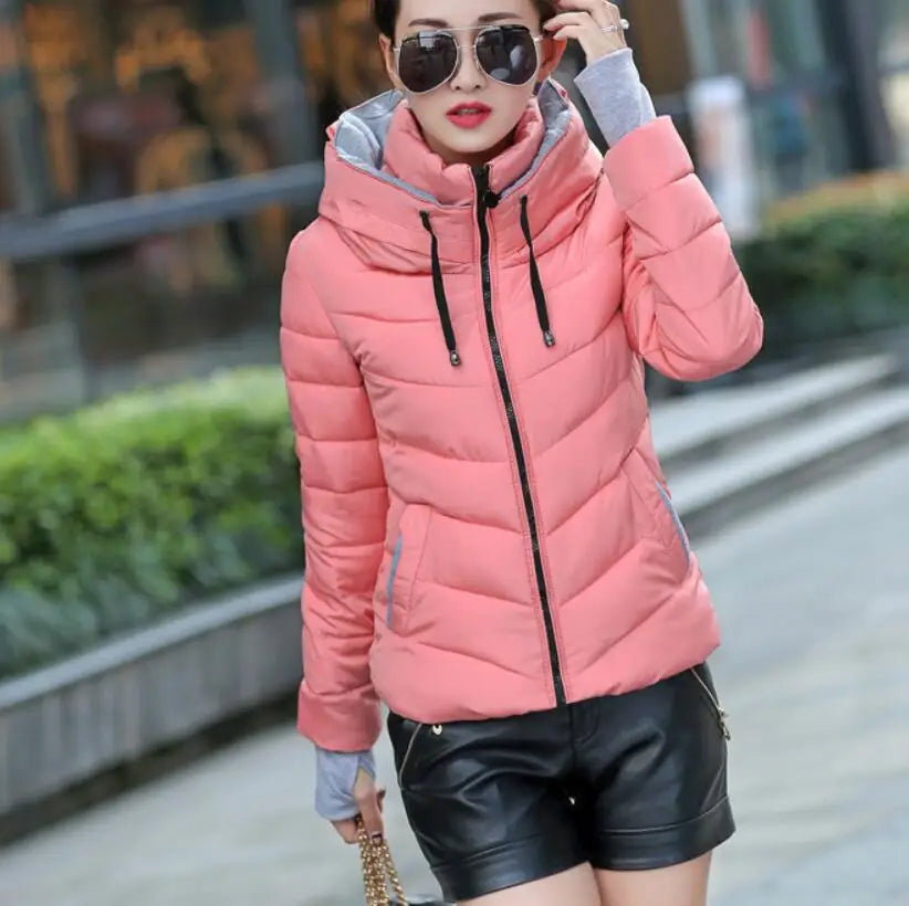 New women's cotton coat short outwear Standing collar