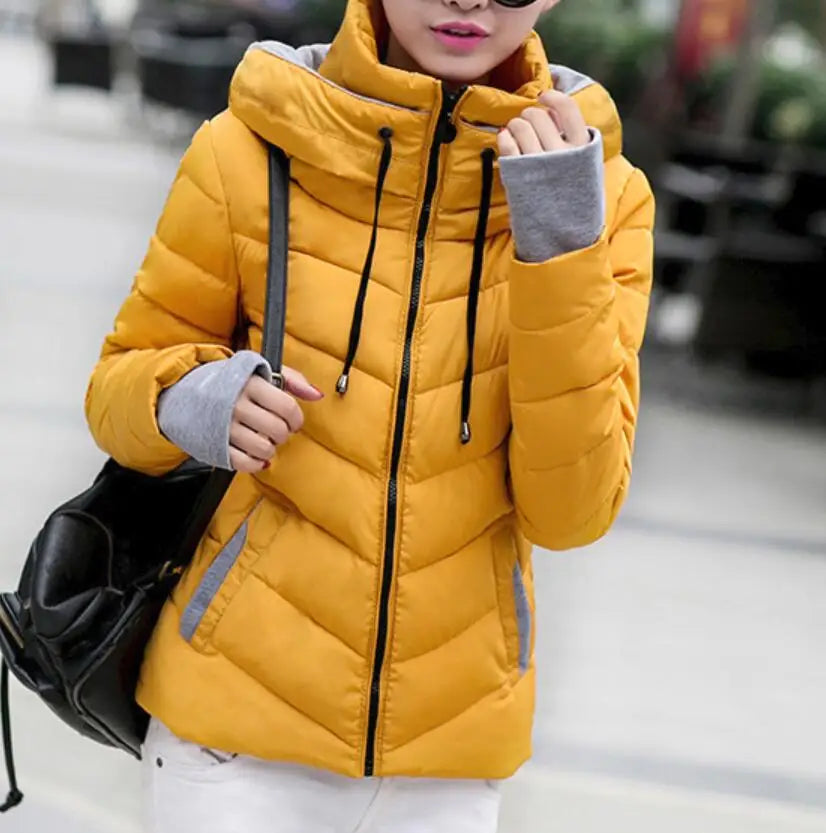 New women's cotton coat short outwear Standing collar