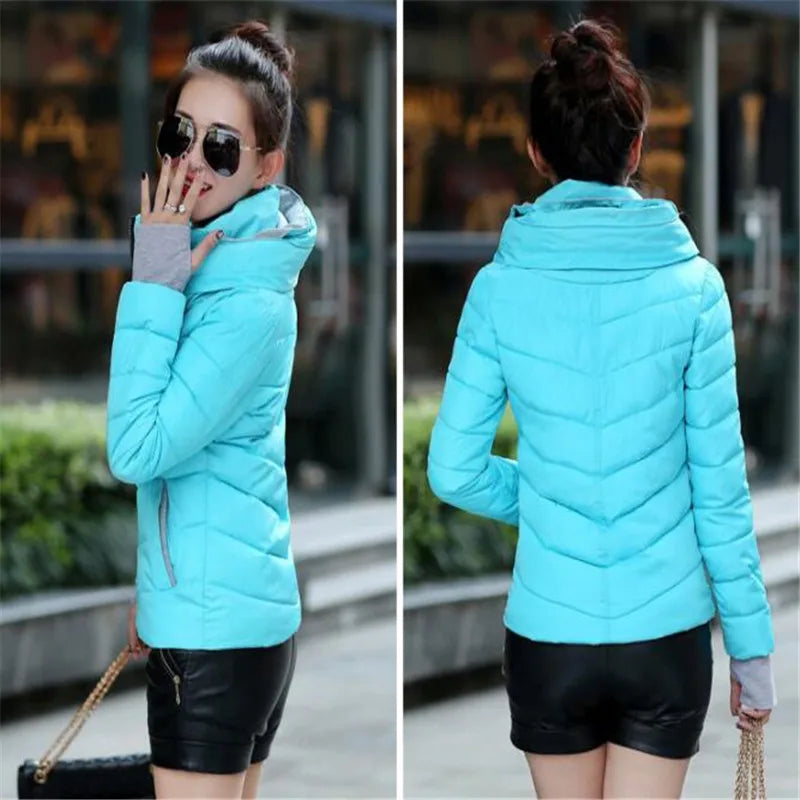 New women's cotton coat short outwear Standing collar