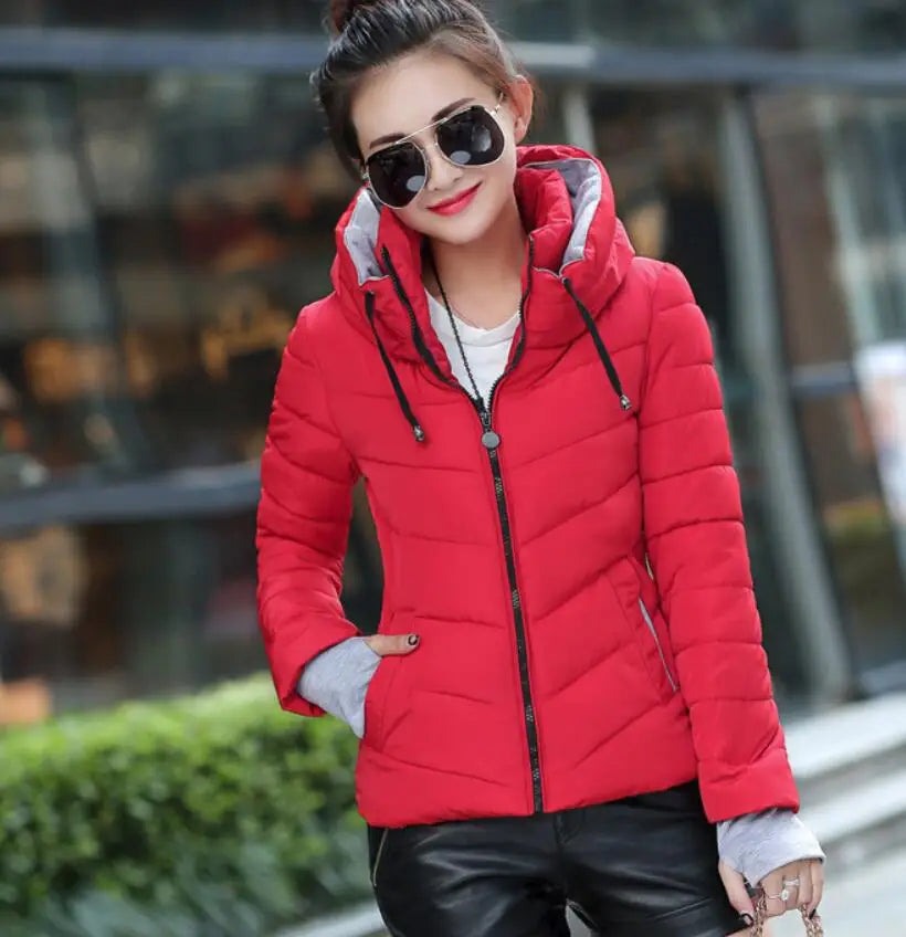 New women's cotton coat short outwear Standing collar