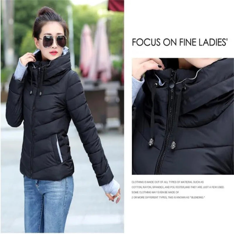 New women's cotton coat short outwear Standing collar
