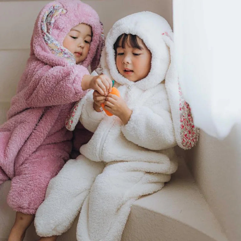 Newborn Baby Boy Girl Kids Rabbit Hooded Romper