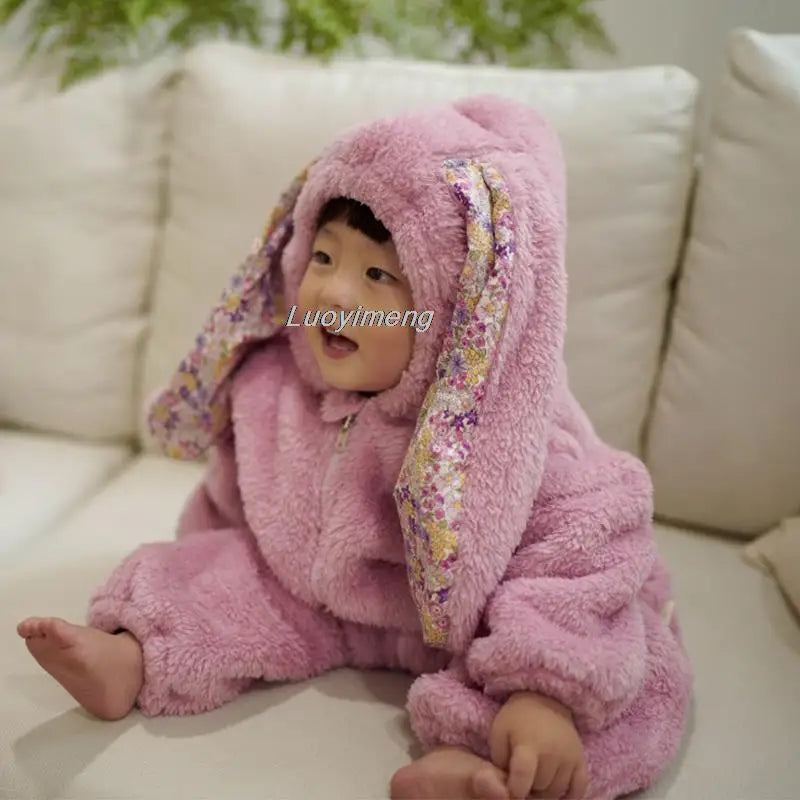 Newborn Baby Boy Girl Kids Rabbit Hooded Romper