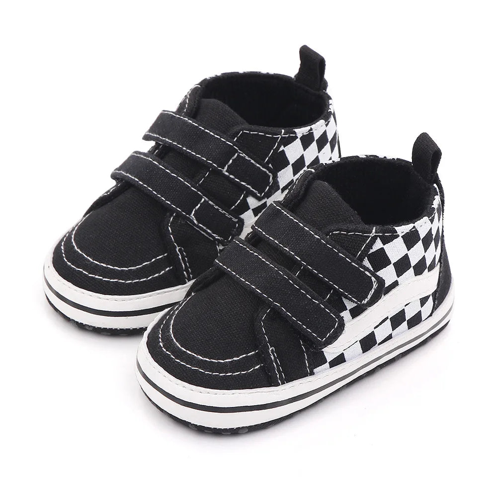 Newborn Baby Boys Canvas Sneakers Anti-slip Soft Plaid