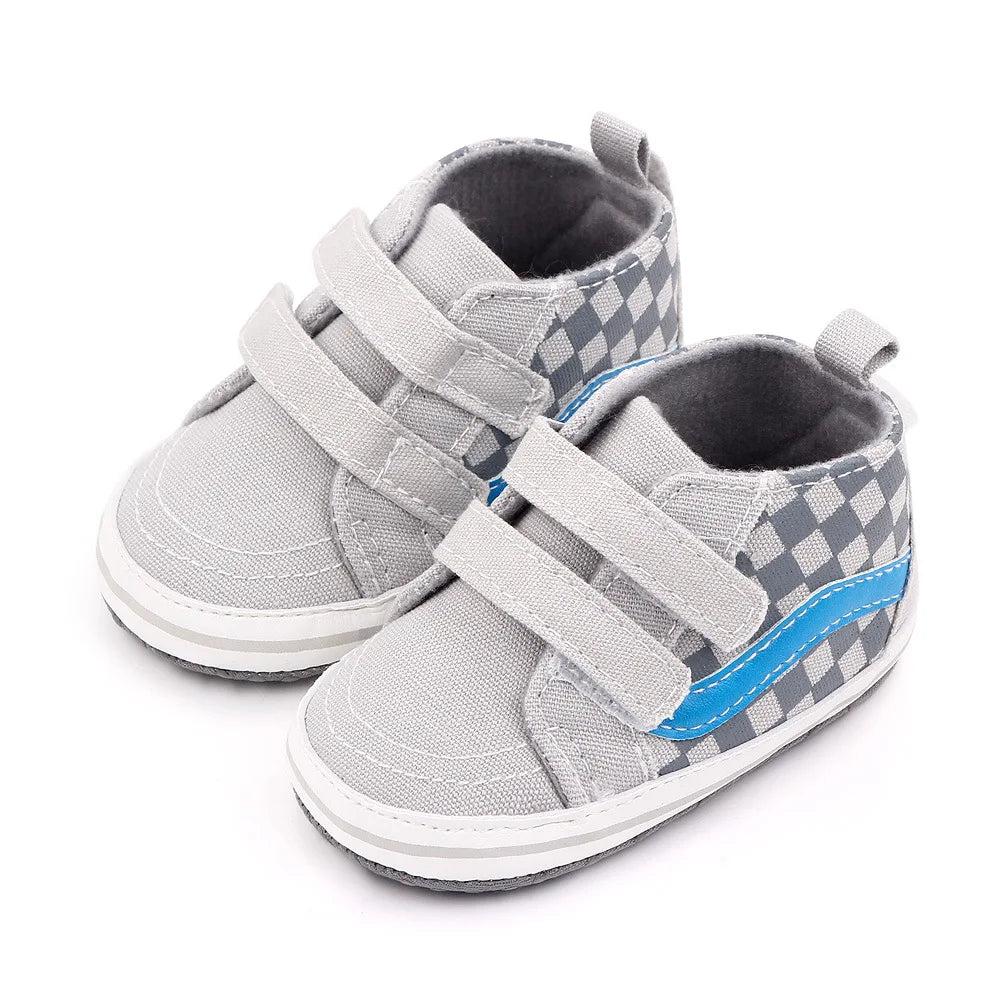 Newborn Baby Boys Canvas Sneakers Anti-slip Soft Plaid