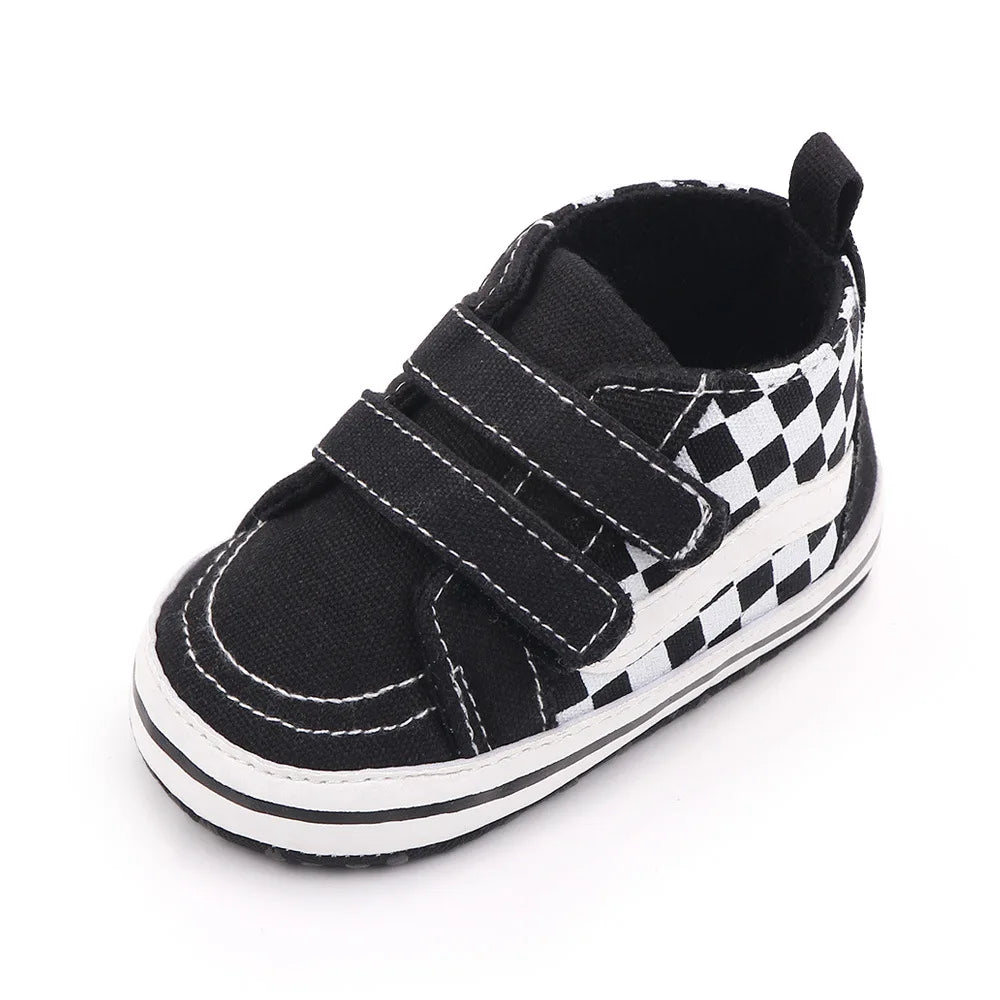 Newborn Baby Boys Canvas Sneakers Anti-slip Soft Plaid