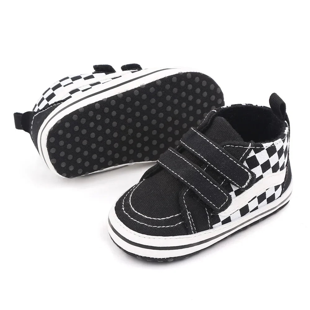 Newborn Baby Boys Canvas Sneakers Anti-slip Soft Plaid