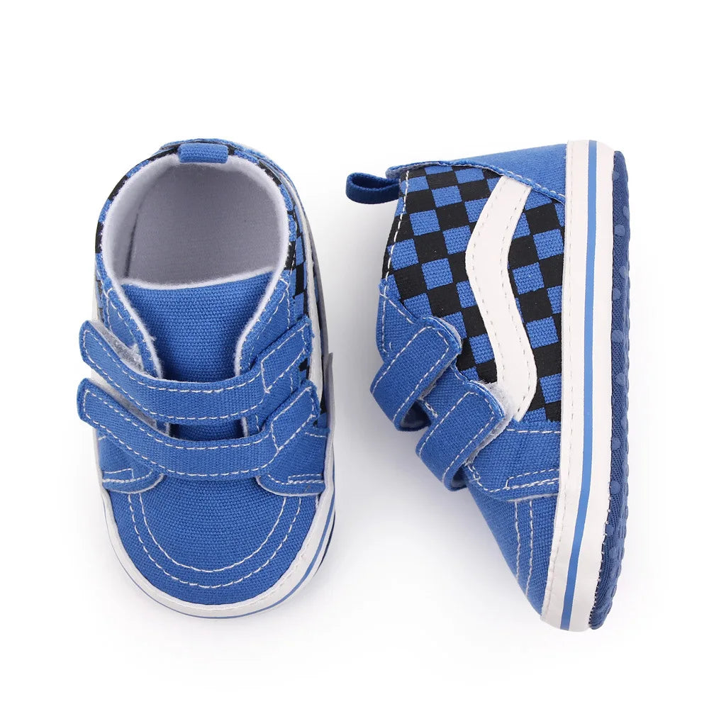 Newborn Baby Boys Canvas Sneakers Anti-slip Soft Plaid