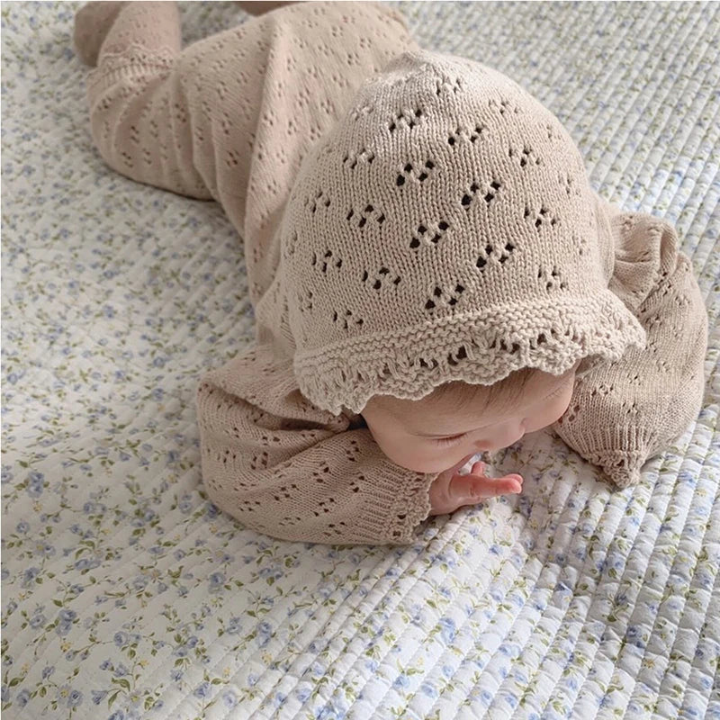 Newborn Baby Girl Knitting Bodysuits Korean Style Infant