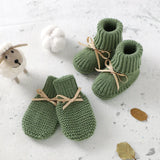 Newborn Baby Shoes + Gloves Set Knit Infant