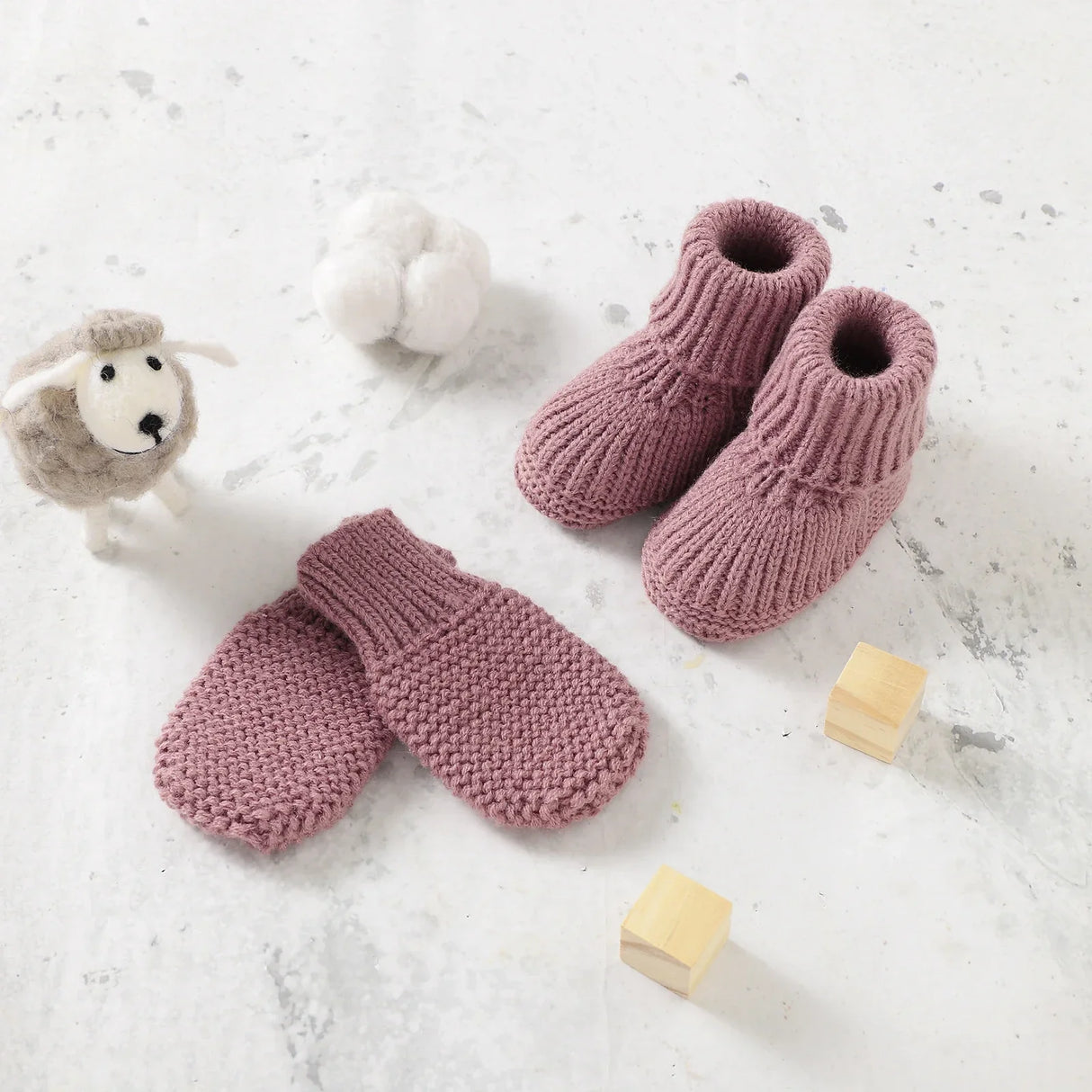 Newborn Baby Shoes + Gloves Set Knit Infant