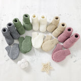 Newborn Baby Shoes + Gloves Set Knit Infant