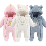 Newborn Baby Winter Jacket Warm Hooded Infant Romper