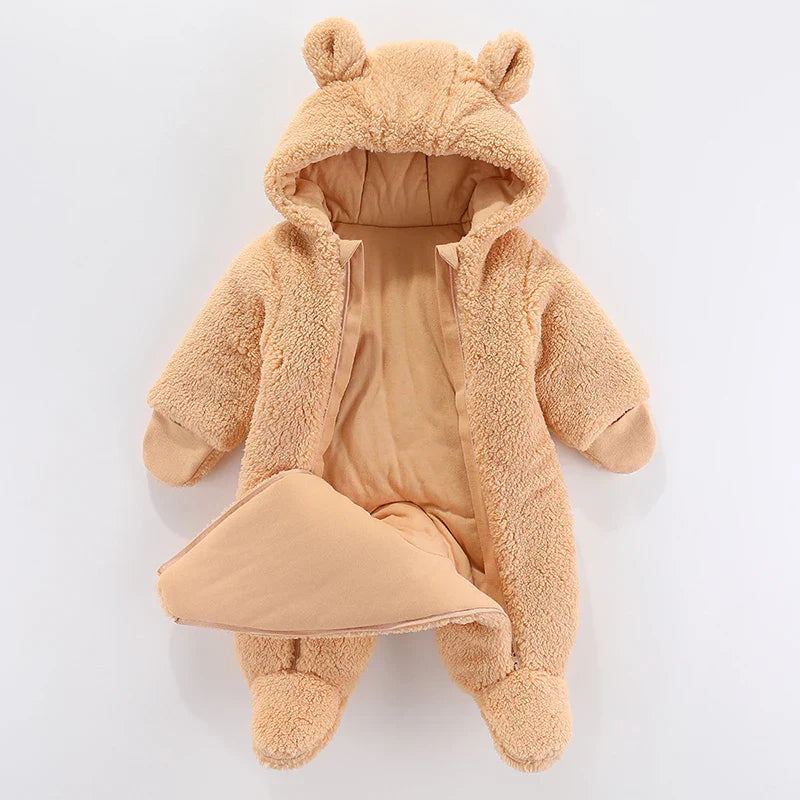 Newborn Baby Winter Jacket Warm Hooded Infant Romper