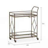 Nicola Metal Bar Cart, Golden Bronze Kitchen Island