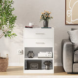 Nightstand with Charging Station, 2 Drawers Bedside Table