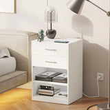 Nightstand with Charging Station, 2 Drawers Bedside Table