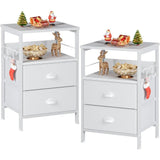 Nightstands Set 2, Bedside Table with 2 Fabric