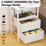 Nightstands Set 2, Bedside Table with 2 Fabric