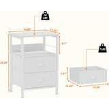 Nightstands Set 2, Bedside Table with 2 Fabric